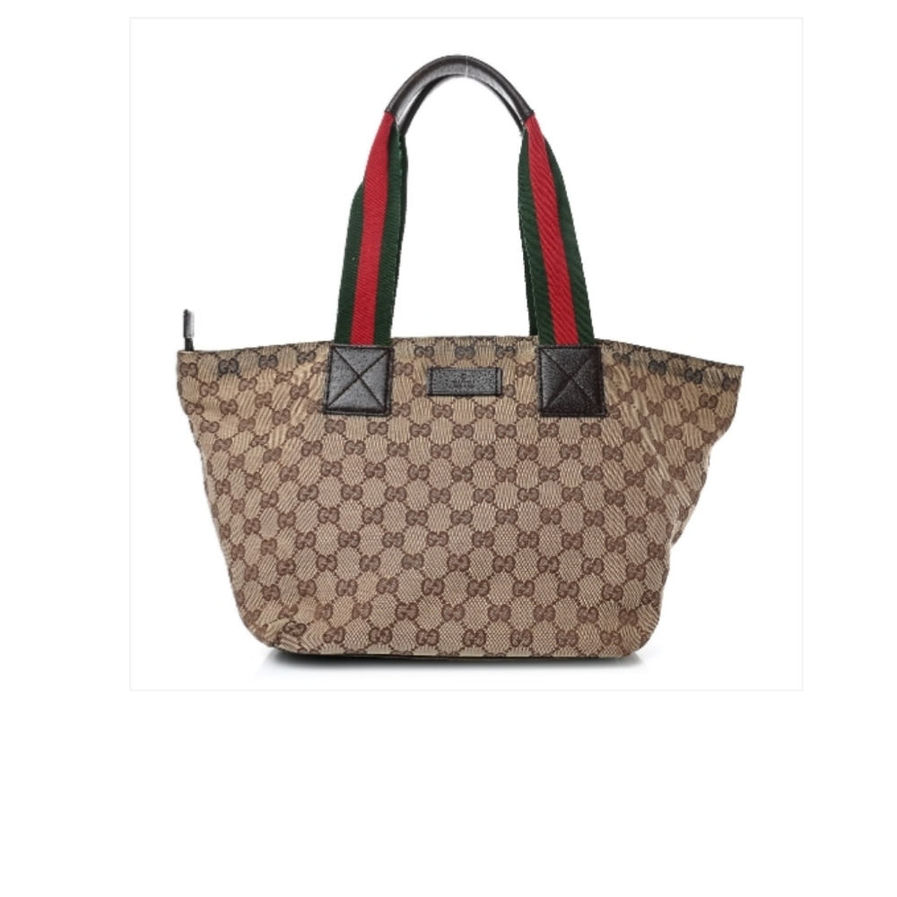 GUCCI SUPREME WEB HANDLES CANVAS MONOGRAM BAG